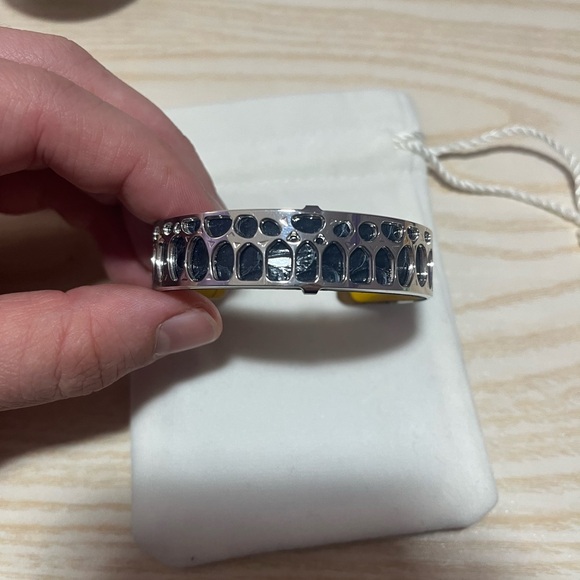 Les Georgettes silver bracelet about 14mm wide. Changeable interior strap - Picture 4 of 5